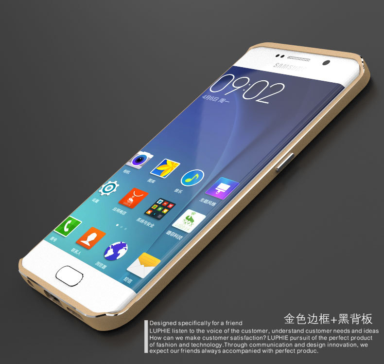 Luphie Aircraft Aluminum Metal Frame 9H Tempered Glass Back Cover Case for Samsung Galaxy S6 Edge Plus G9280 & S6 Edge G9250