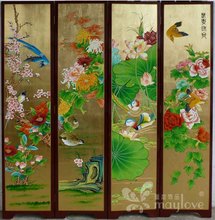 承接大型金箔画屏风画家私手绘银箔画可上门施工代加工