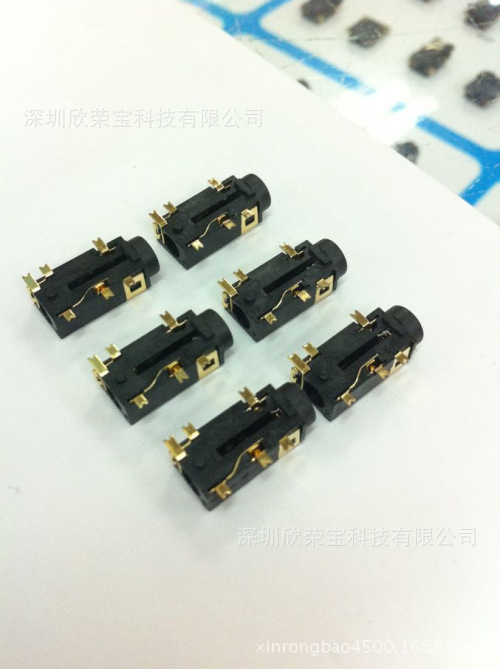 3.5耳机音频座PJK-311-4.0/342环保6脚贴片单柱圆头4节功能实物图