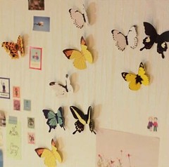 新款家裝家飾牆貼紙浪漫床頭牆面3D立體背景蝴蝶裝飾貼畫 19枚入