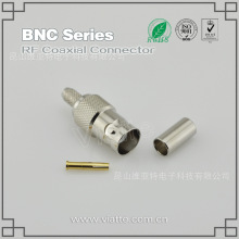 BNC 母头母针直式铆压接RG58_LMR195同轴电缆