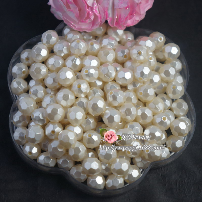 ABS imitation pearl cut surface beads, new imitation pearl wedding prop clothing, bride's wedding dress pearl loose beads wholesale detail image 3
