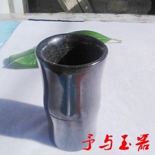 贵蛇纹石玉黑绿玉笔筒 墨绿玉活磁玉石笔筒 会销礼品吊坠一件代发