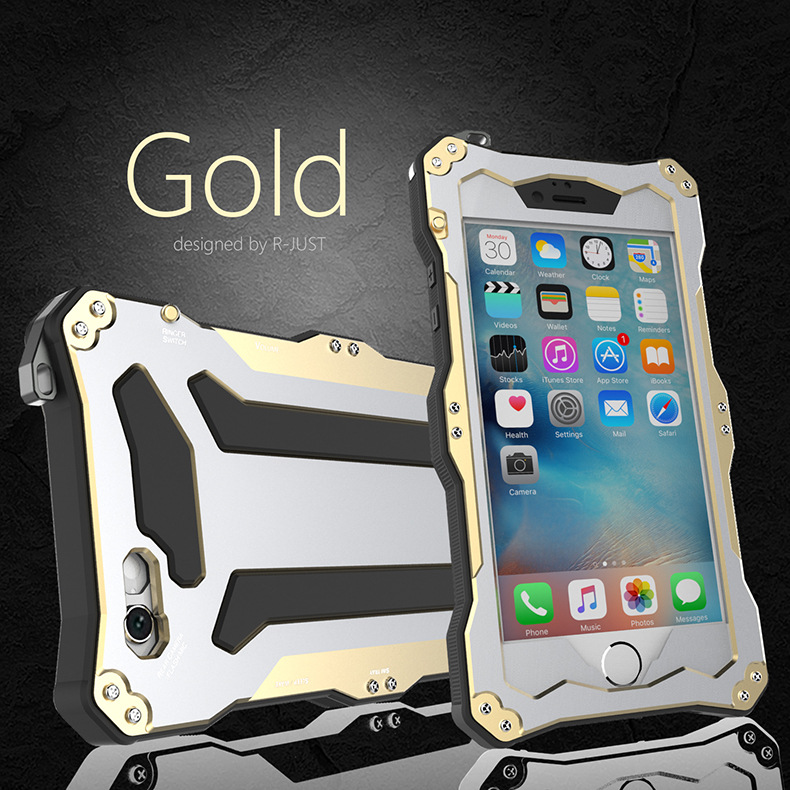 R-Just Gundam IP68 Waterproof Shockproof Dirt-proof Snow-proof Premium Armor Heavy Duty Metal Protective Case Cover for Apple iPhone 6S/6 & iPhone 6S Plus/6 Plus