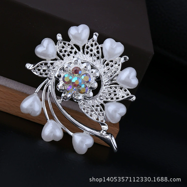Модная металлическая брошь в форме сердца, булавка, цветочная, Aliexpress