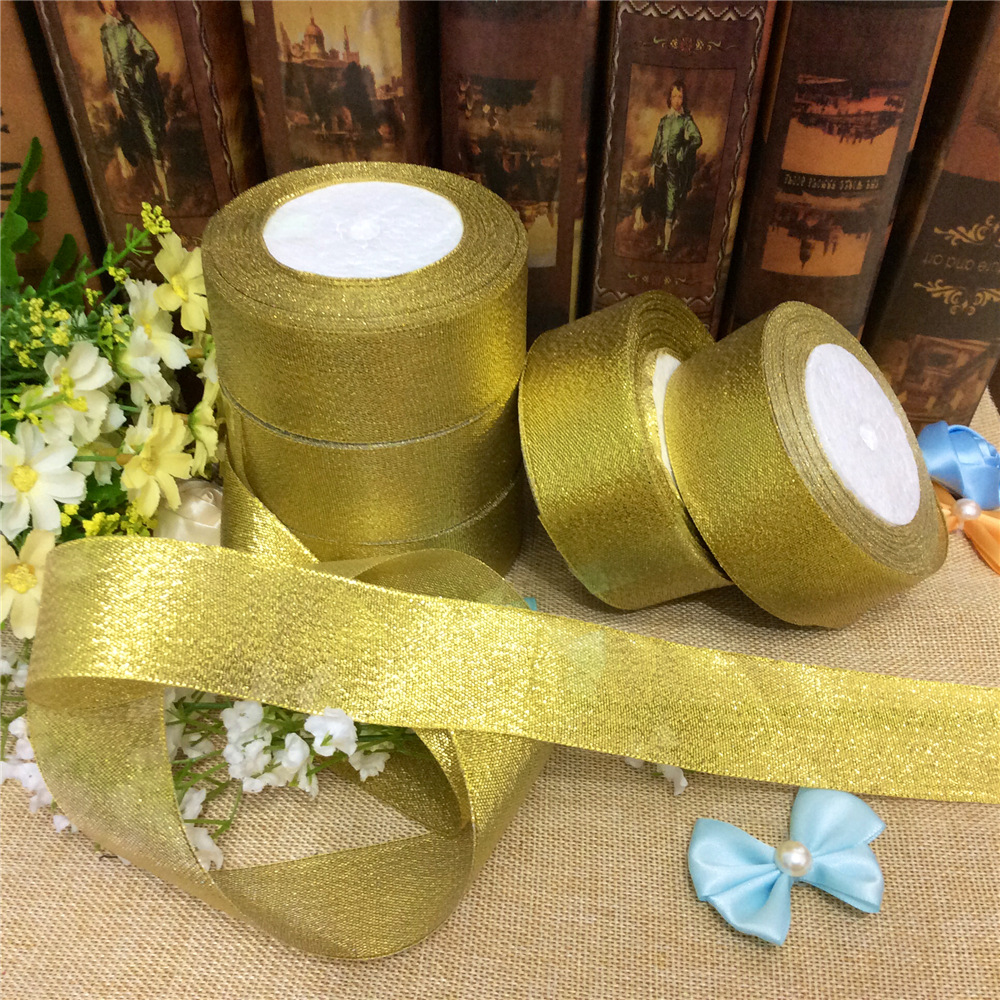 3.8cm金银葱金色银色 diy服装辅料 礼品鲜花喜糖烘焙包装织带批发