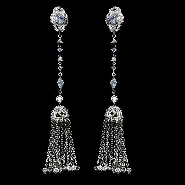 Универсальная серьга зигзаг с кисточками из Zirconia, медный аксессуар, европейский стиль, образец серебро 925
