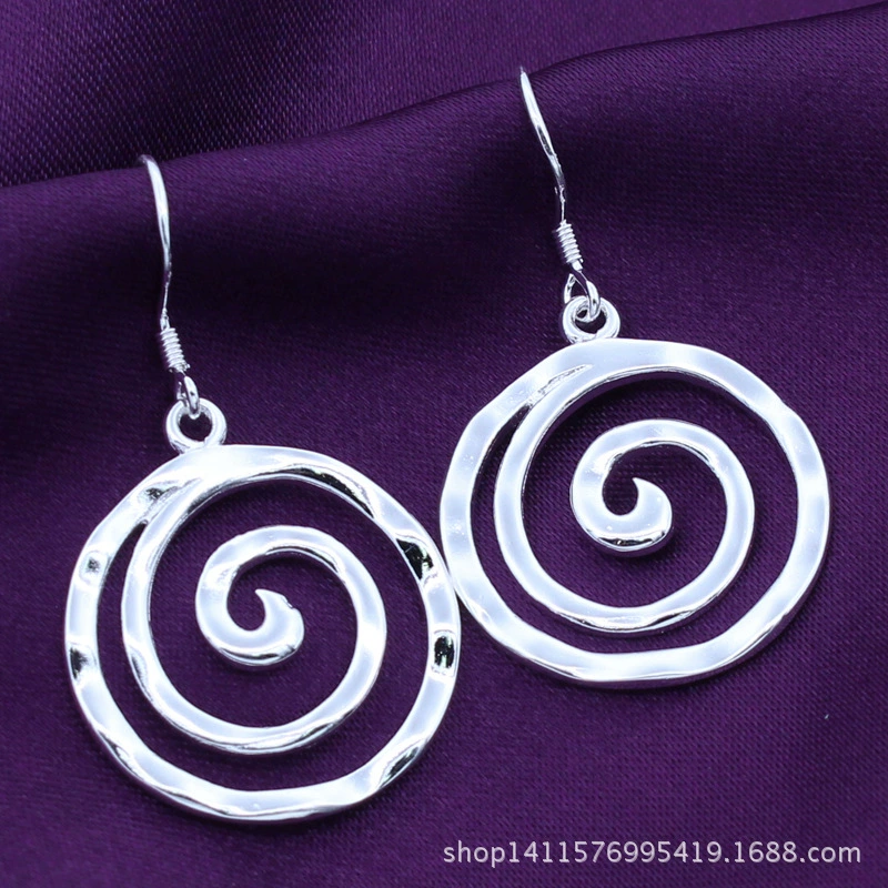 Fashionable retro earrings, European style, silver 925 sample, wholesale