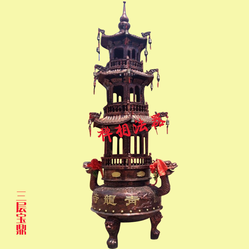 寺院宝塔、五层香炉宝鼎