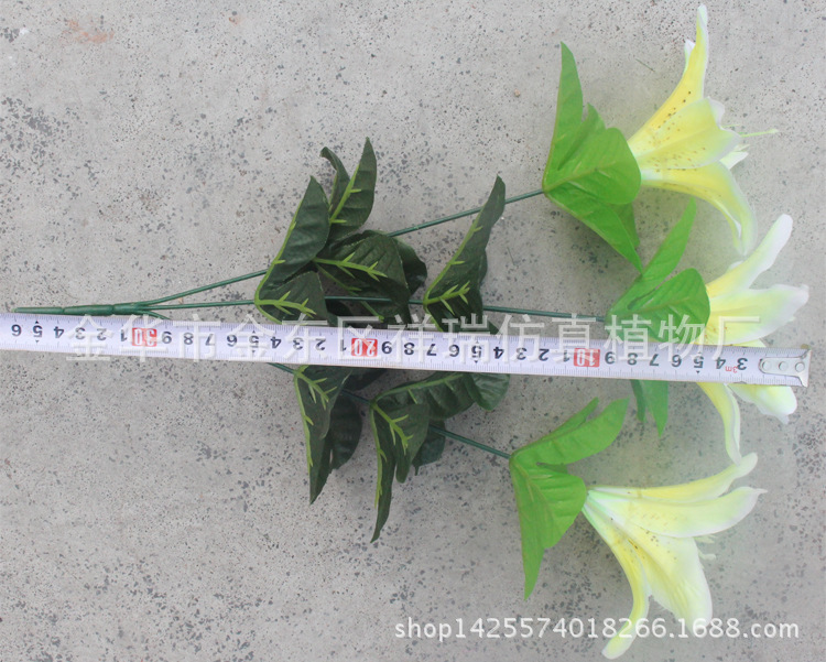 XRB-113玫琳3叉枝百合花8叶3花35厘米布单枝长