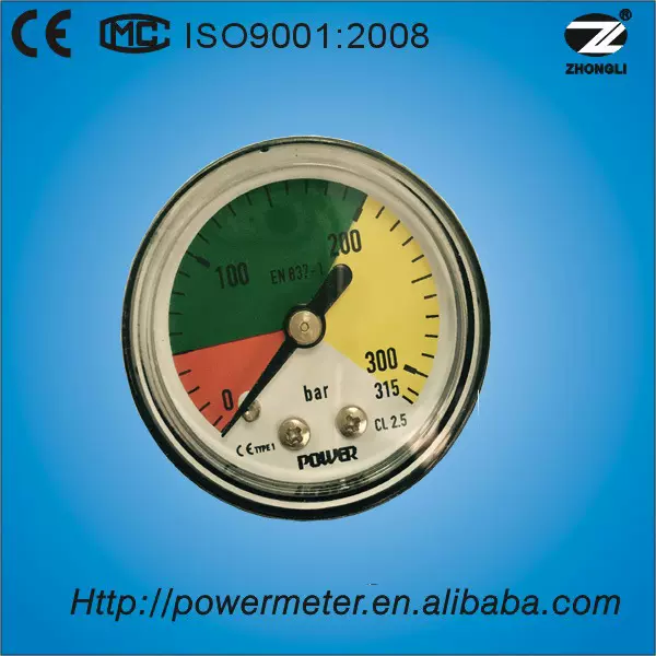 40mm 表径 塑料壳普通压力表 1/2NPT铜基座双刻度