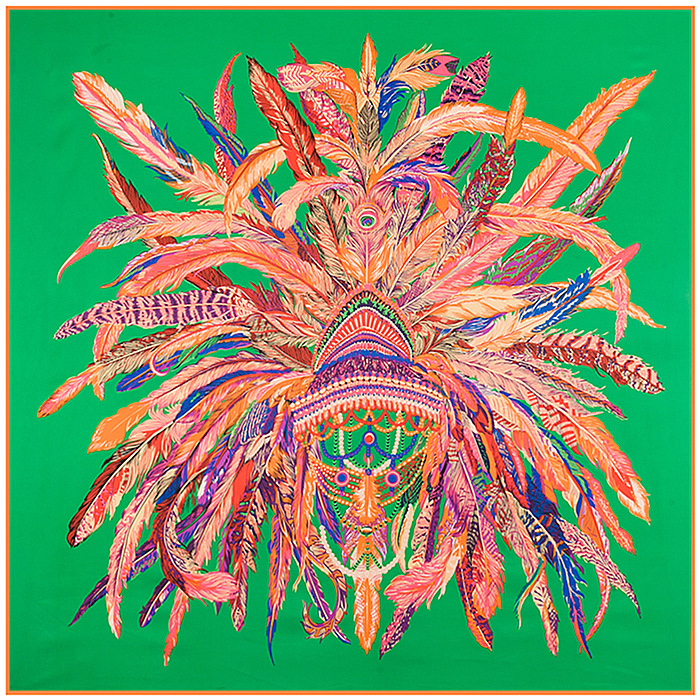 Scarf Classification Polyester Material Indian Feather Crown Ladies Twill Square Scarf Silk Scarf Shawl Scarf Headscarf
