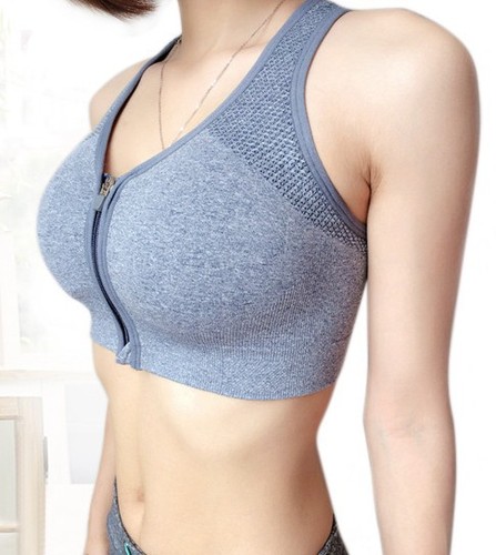 Yoga sports bra women's backless sports bra with front zipper and no underwire for women's running and fitness bra