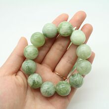 陕西天然蓝田玉玉石姜花圆珠手链 简约男女款手串手饰饰品