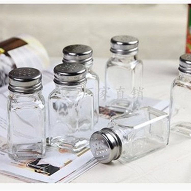 厂家现货批发玻璃调料瓶金属不锈钢调味罐烧烤密封胡椒盐瓶调味瓶
