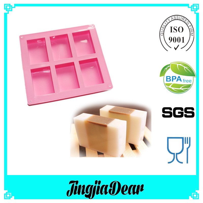 家居用品  6连硅胶肥皂模 硅胶冷制肥皂模 家用烘焙DIY手工皂模
