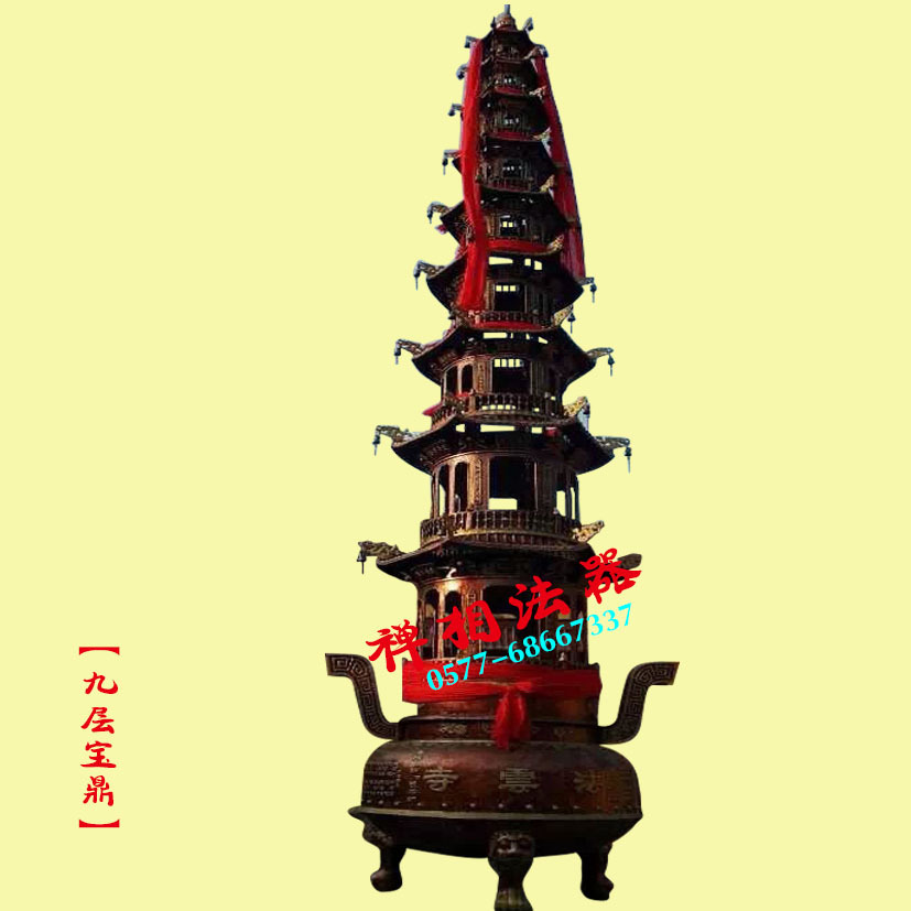 寺院宝塔、五层香炉宝鼎