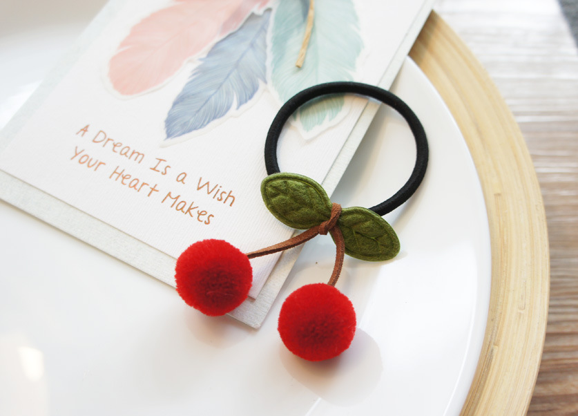 Korean Cute Style Simple New Cherry Hair Ring display picture 7