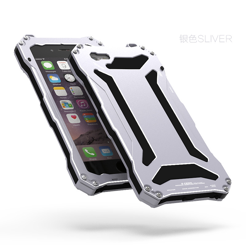 S.CENG Gundam Water Resistant Dustproof Shockproof Silicone Gorilla Glass Aluminum Alloy Metal Case Cover for Apple iPhone 7