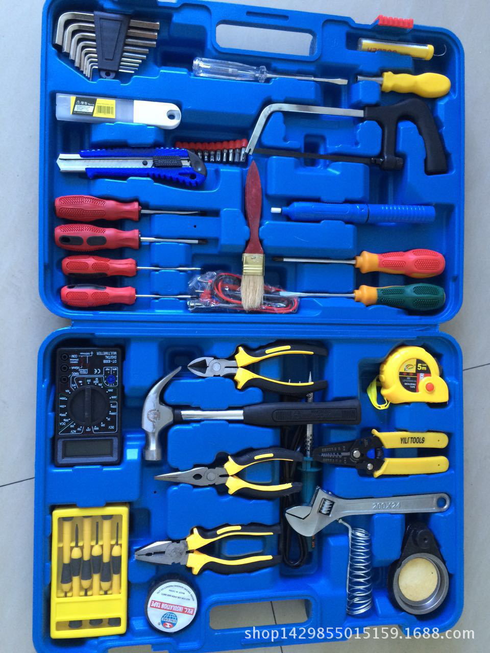 五金工具箱 家用工具套装 电工木工维修组合组套工具尖钳钢丝钳