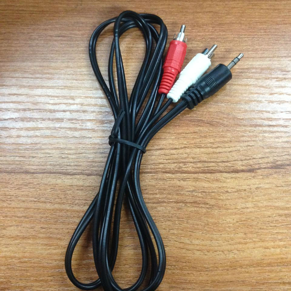 厂家供应 1m音频线一分二 3.5转2RCA1对2音频线 双莲花AV线音箱线