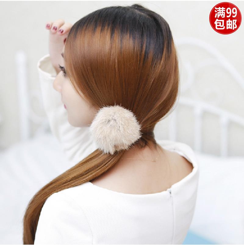 2622 Fur Ball Hairpin Hair rope Multicolor Maomao rubber string Hair ball Flower Hairdressing Head ornament