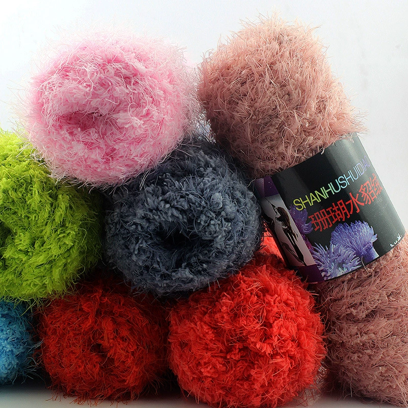 Factory direct selling coral water mink velvet phoenix down imitation leather grass thread hand chip stick needle thick wool