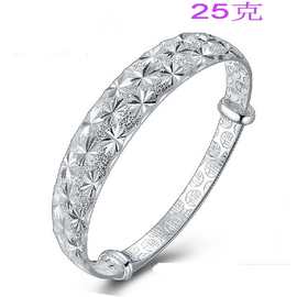 盛兴银饰批发 S999纯银手镯 999银手镯 推拉满天星银手镯 女25克