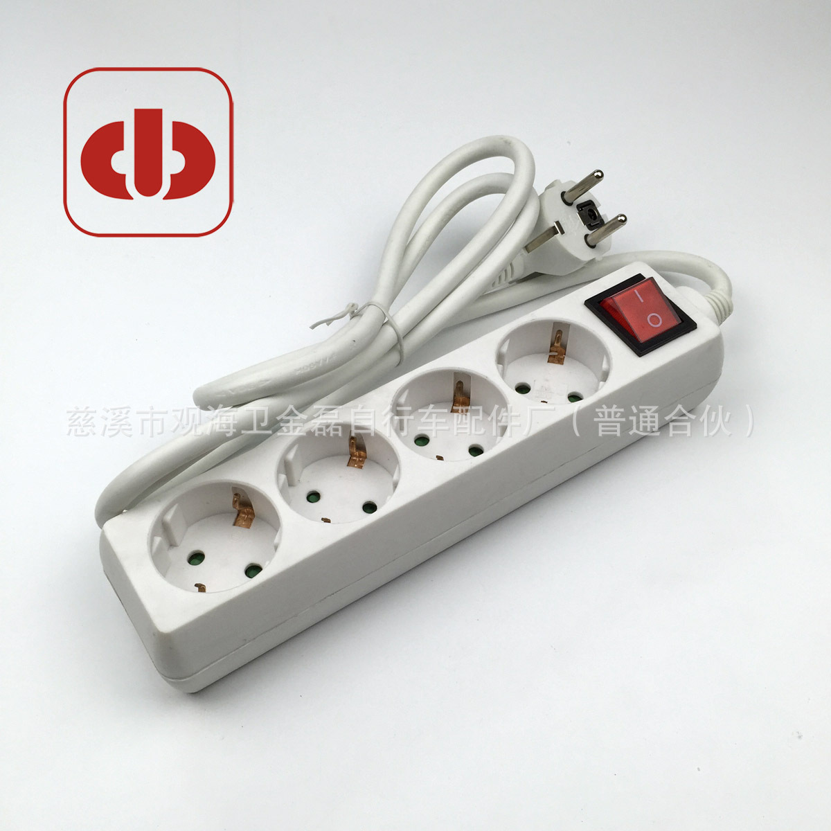 4孔位欧式带线插座 德式排插 德国插线板 电源拖线板 带开关