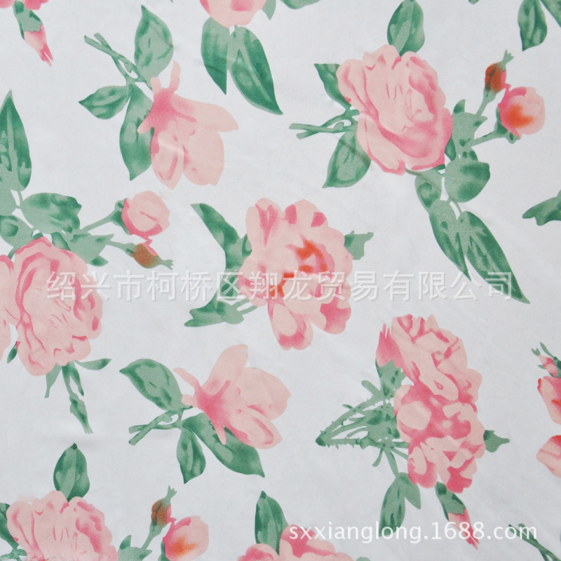 【翔龙印花 XL721】清新大花卉飘逸清透女装雪纺印花面料