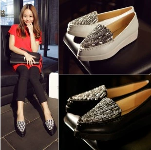 2015 ноги кожаный верхний слой воловьей кожи толстое дно платформы дно воды кирпич плоские женские туфли JGB2015NZ00062