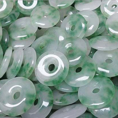 厂家直销 缅甸翡翠吊坠冰种飘蓝花翡翠平安扣挂件地摊热销饰品|ru