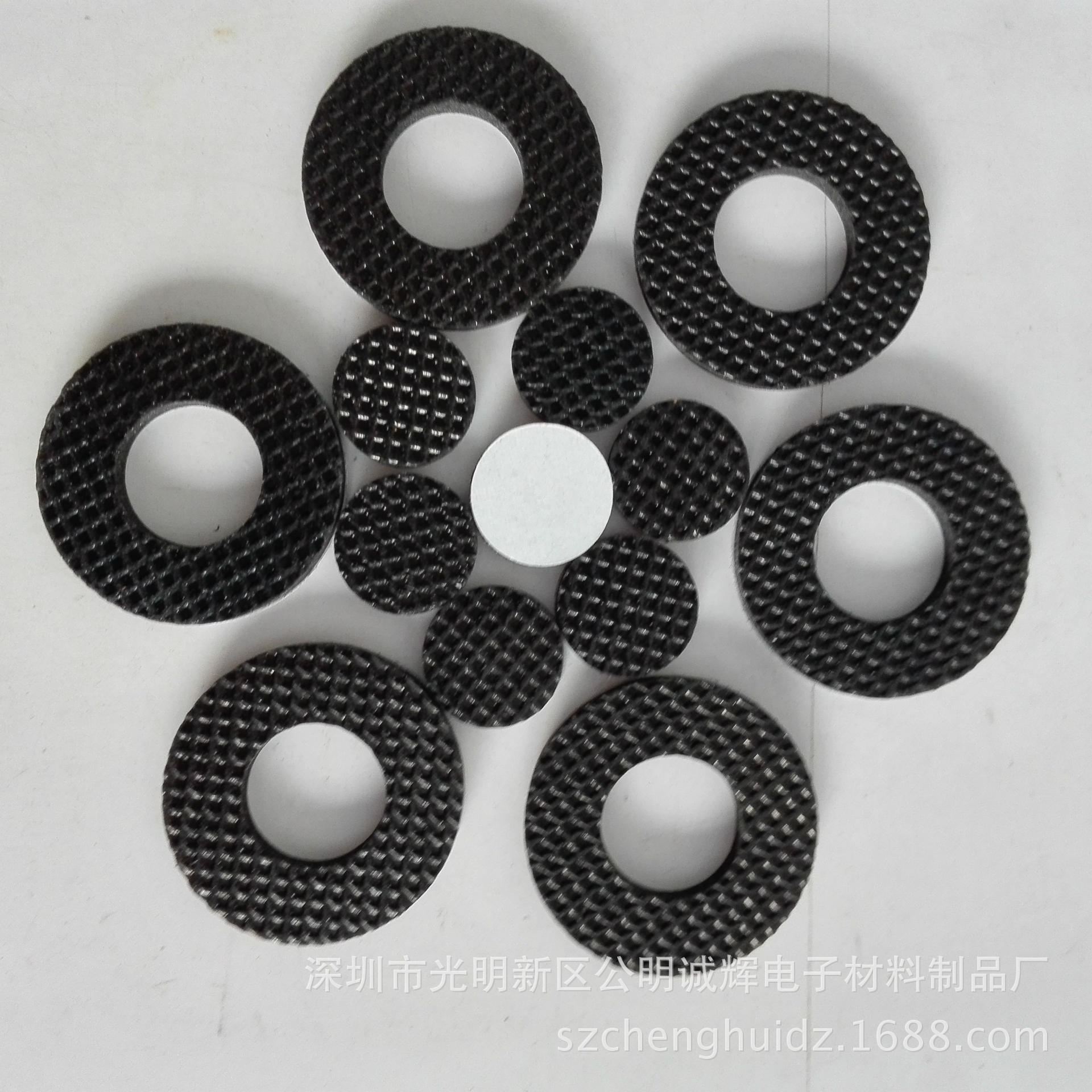 批发防滑网格橡胶脚垫圆形自粘布纹橡胶垫防震光面家具背胶