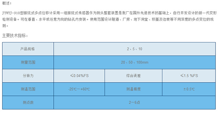 多點位移計 JYWYJ-910高級可測量溫度周邊縫振弦式位移計廠傢批發