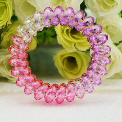 大号三角电话线发圈 高弹性糖果半透明彩虹发饰 彩色发饰头饰混批|ru