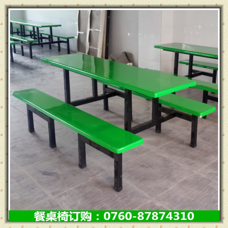 8人位条凳餐桌椅（绿色）