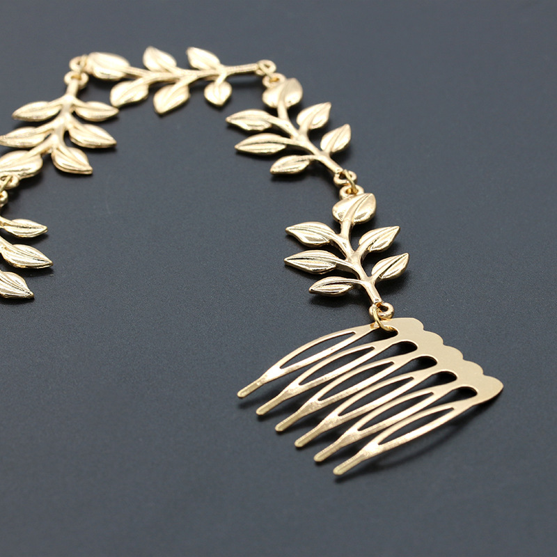 European And American Metal Chain Wild Leaves Hair Comb display picture 4