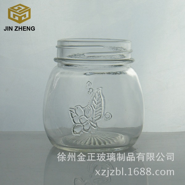 厂家350ml 雕花蜂蜜罐 储物罐 欧美风格透明玻璃罐 量大从优