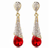 Crystal earings, fashionable red earrings for bride, ear clips, Korean style, no pierced ears