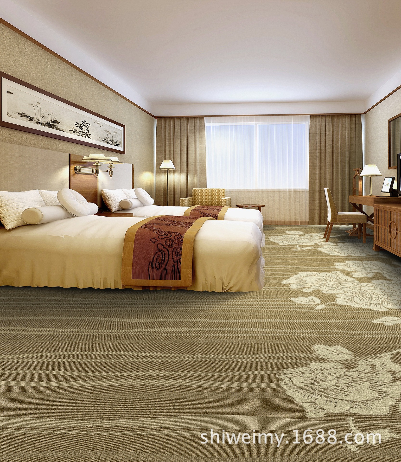pvc素色方块毯办公室拼接地毯 满铺 酒店宾馆组合地垫工程地毯_家鸿地毯_义乌购