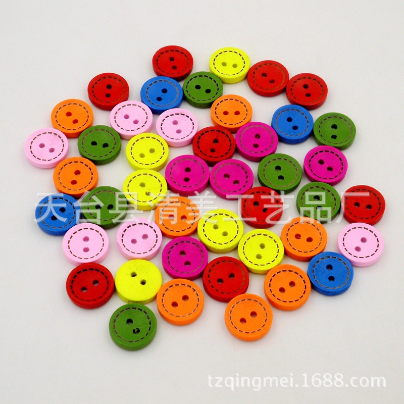 15 20 25mm punteado botones de madera 100 unids por paquete colorido hermoso decorativo niños botones hechos a mano