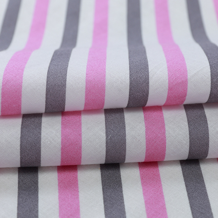 厂家直售 涤棉条子平纹涂料印花布料 秋冬日韩工艺品包边面料