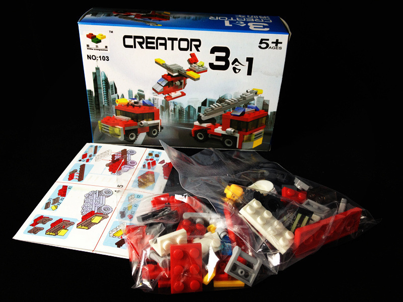 热卖新品拼搭式塑料儿童益智积木 3合一多款造型 批发003-104|ms