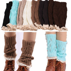 Wholesale of lace trim short socks for knitted warm woolen boot covers in autumn and winter style popular in Europe and America 