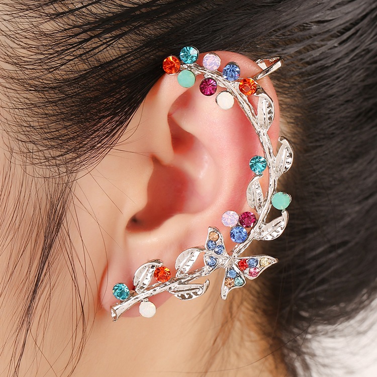 Colorful Diamond Leaf Alloy Hypoallergenic Earrings display picture 7