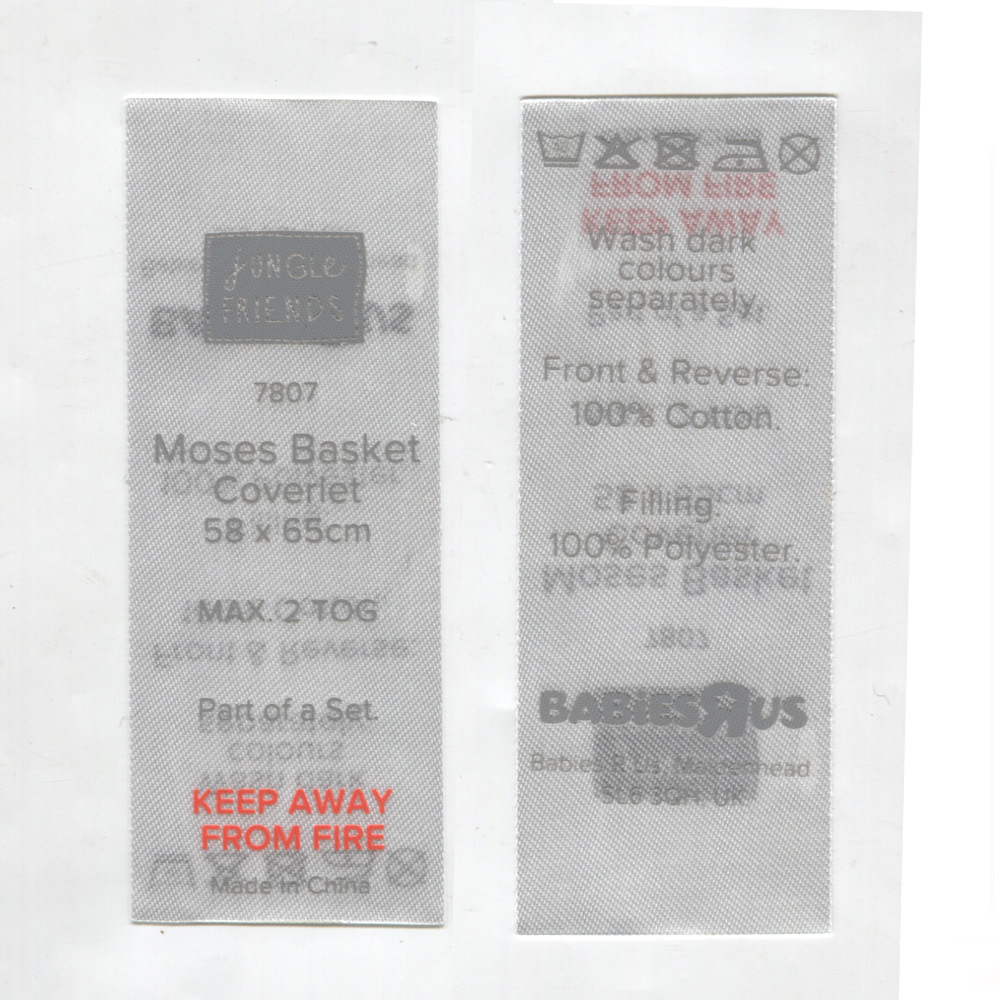 厂家轮转印刷白底黑字印刷水洗标 洗涤印唛可对折 免费设计满包邮