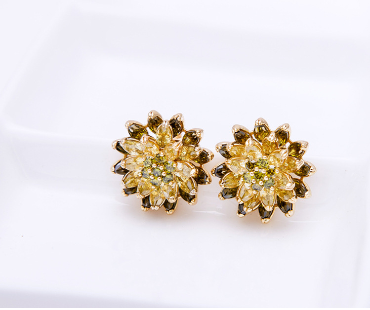 Zircon Flower Earrings Wholesale display picture 5