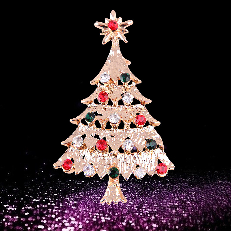 Broche coréenne mignonne en diamant coloré pour sapin de Noël Harajuku, badge avec boucle de poitrine, accessoires pour femmes_voghion.com