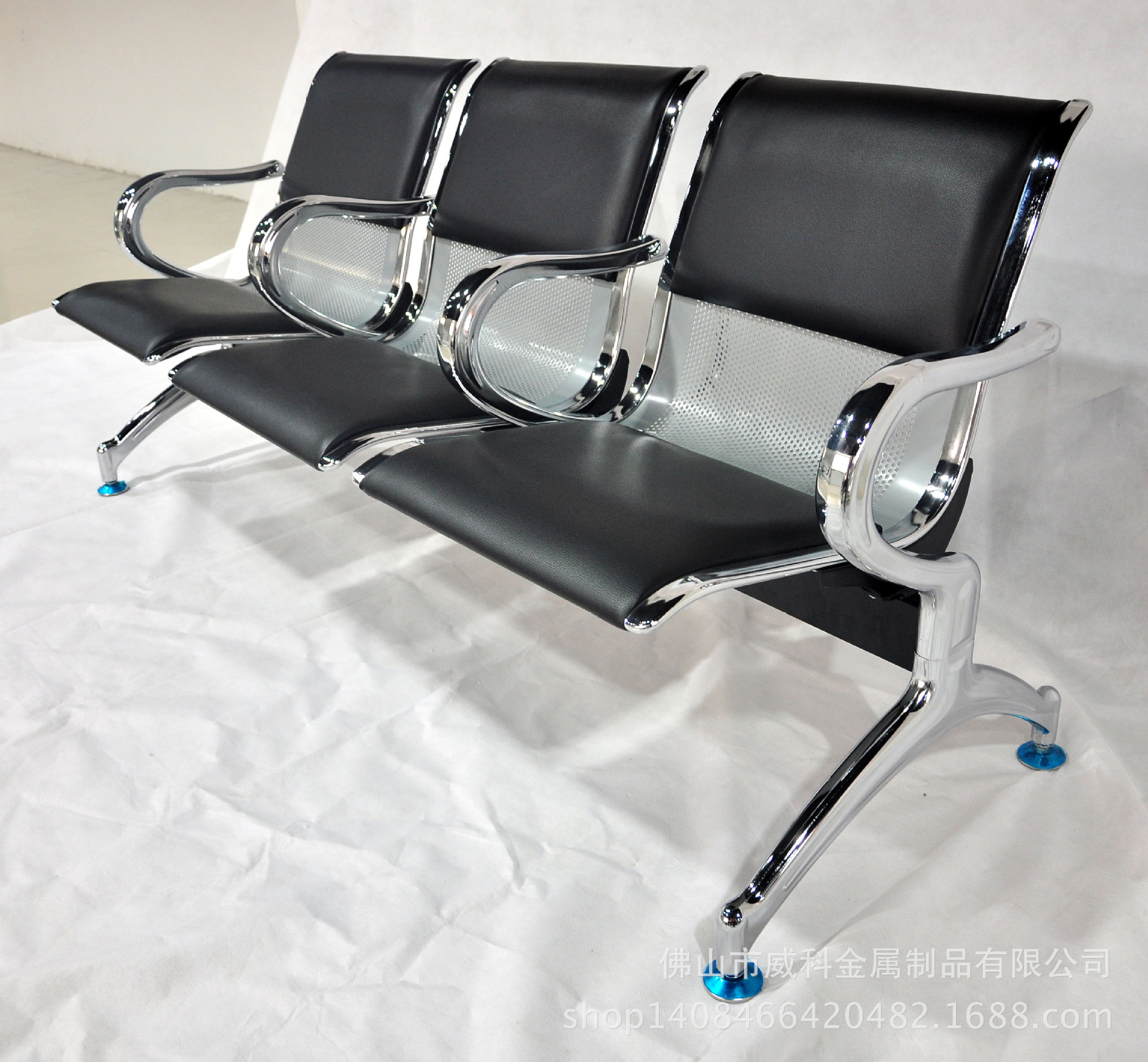 silla de aeropuerto silla de fila de tres personas banco de acero inoxidable asiento público silla de infusión silla de espera de hospital silla de metal
