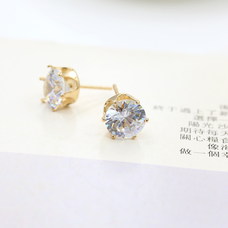 Korean Fashion Crown Bottom Crystal Zircon Earrings Wholesale display picture 3